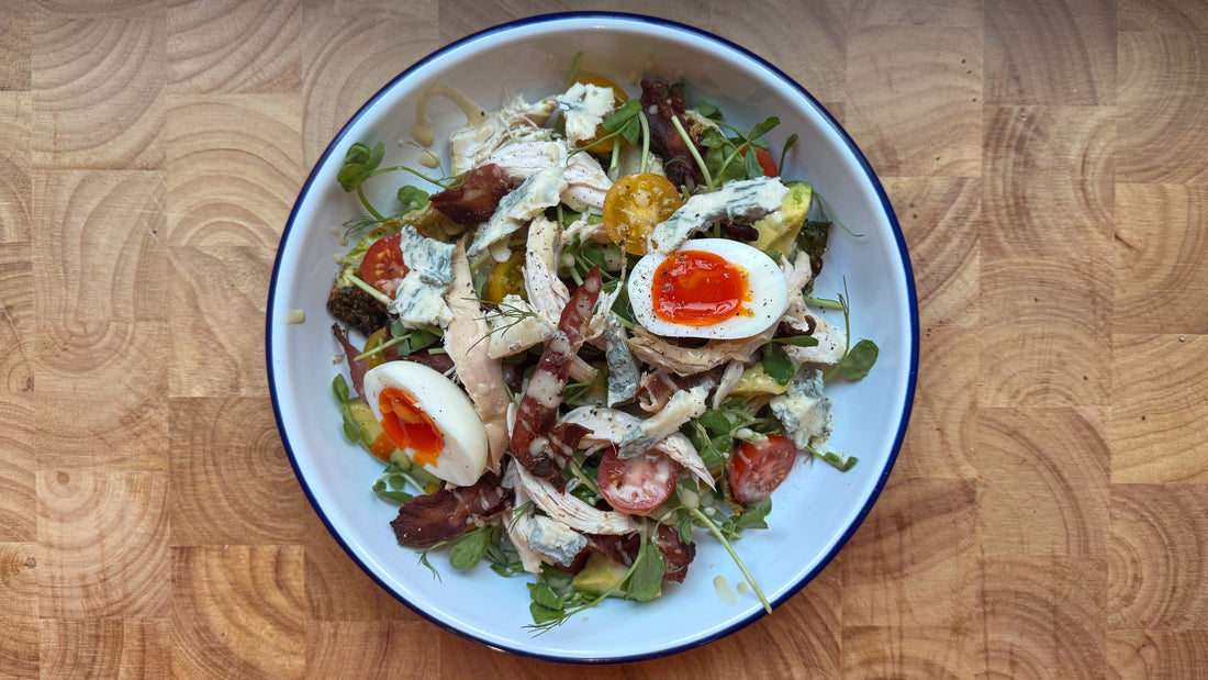 Charred Baby Gem with Chicken, Crispy Bacon & Avocado