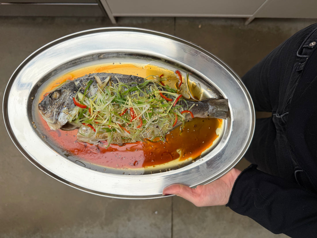 Chinese-Style Steamed Whole Seabream with Hot Oil