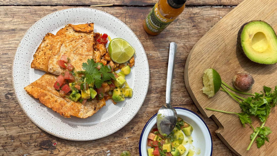 Chicken Quesadilla with Peruvian Avocado Salsa