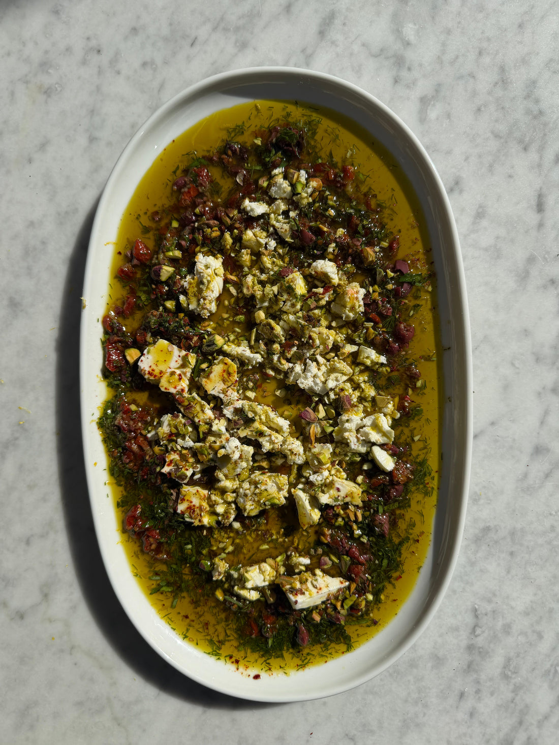 Avocado Oil Dip with Feta, Herbs & Confit Garlic