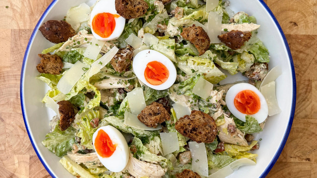 Air Fryer Roast Chicken Caesar Salad