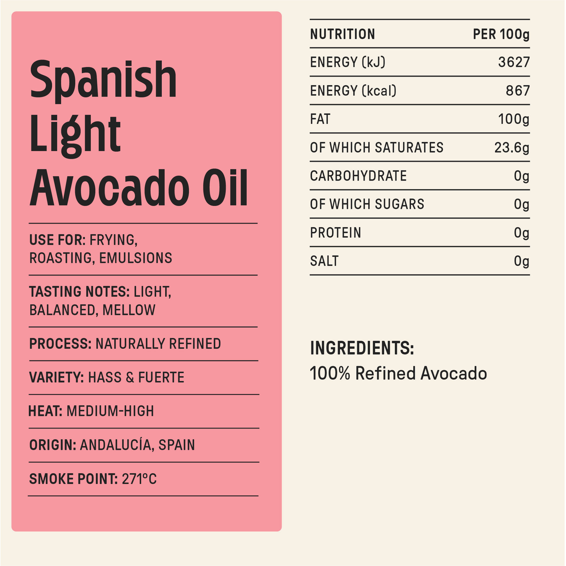 Spanish Light Avocado Oil Squeezy 750ml