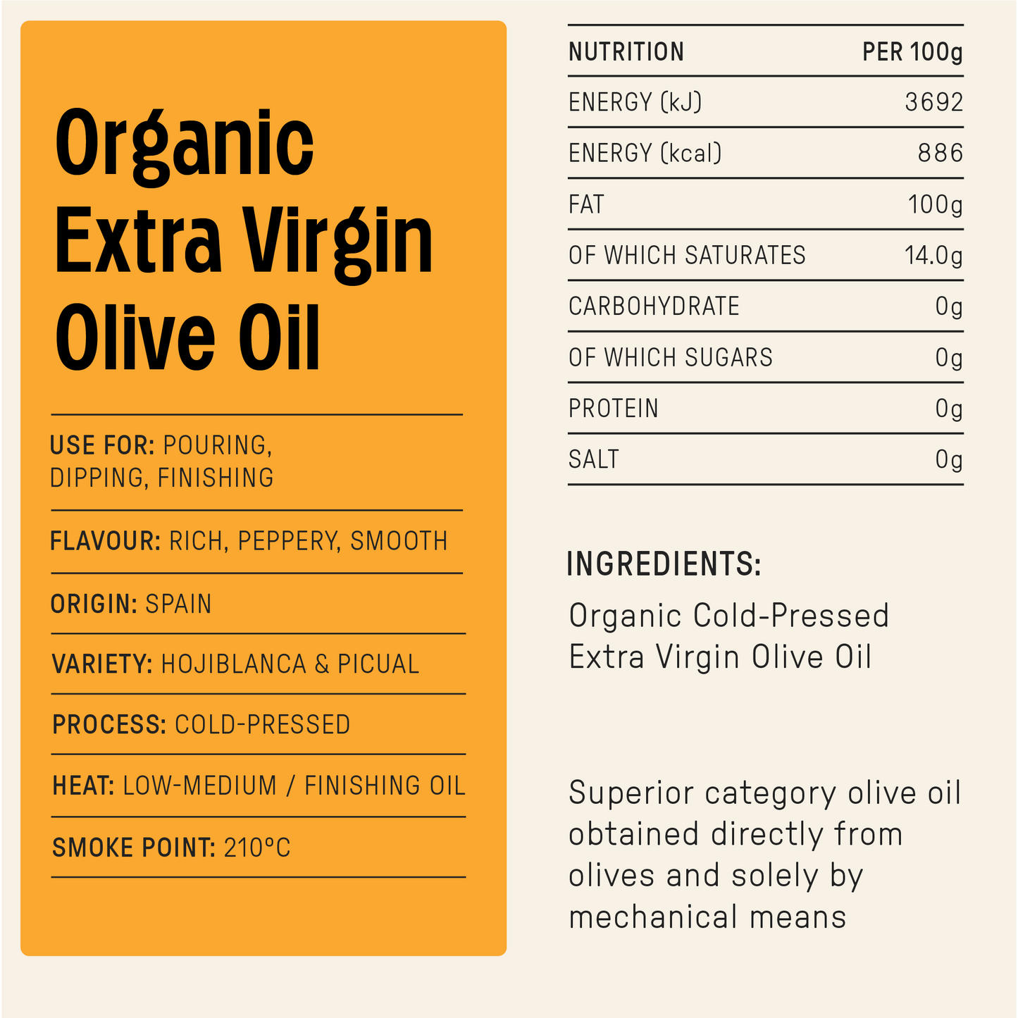 Organic Spanish Extra Virgin Olive Oil 500ml